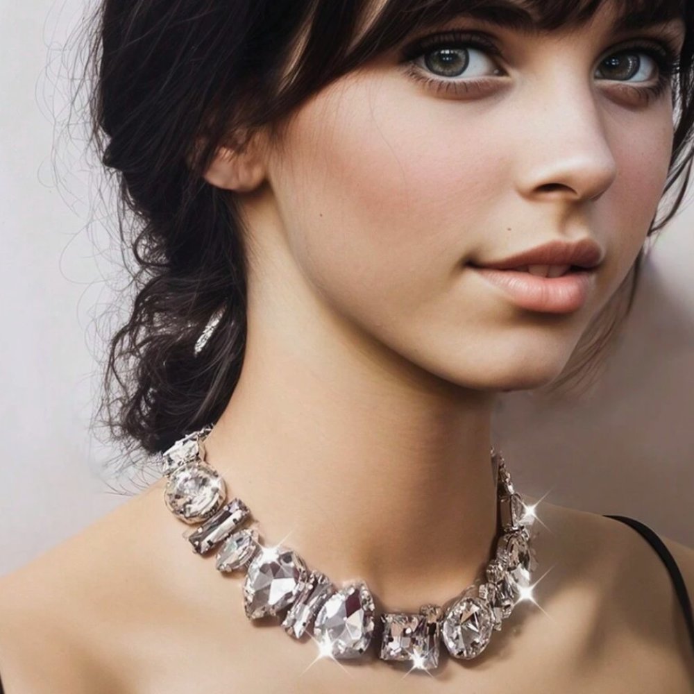 ZARA Rhinestone Water Drop Necklace